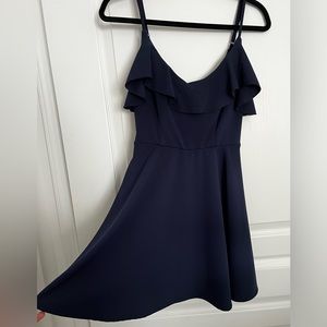 Alter’d State Mini Dress Navy Blue with Ruffled Trim